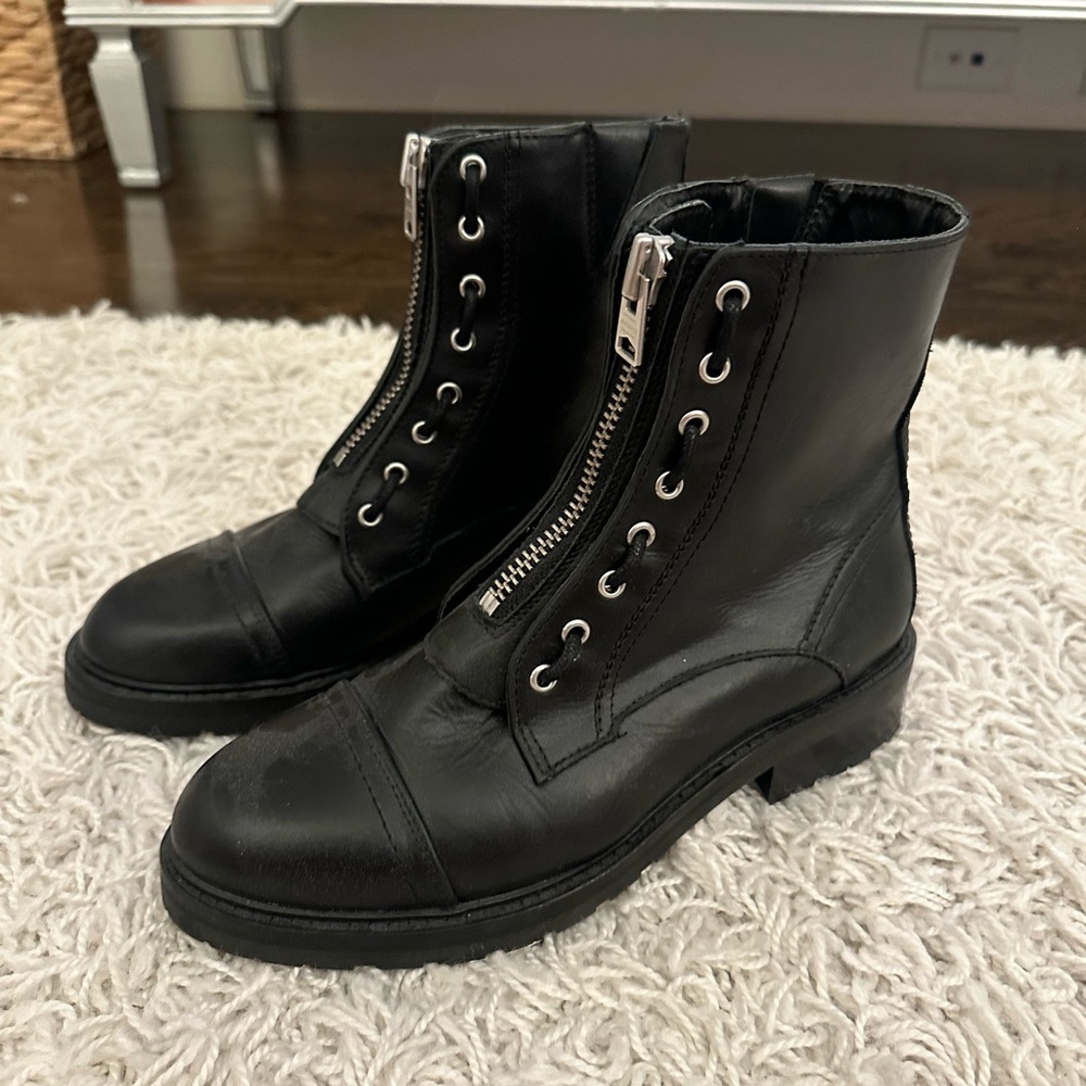Allsaints Black Leather Ankle Boots
